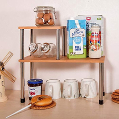 Estantería Multiuso De Metal Y Madera Color Marrón/2 Niveles - Danielle's Store