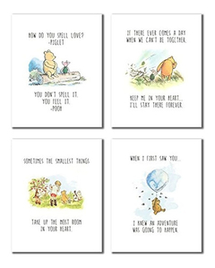 Winnie The Pooh Impresiones De Arte  conjunto De Cuatro