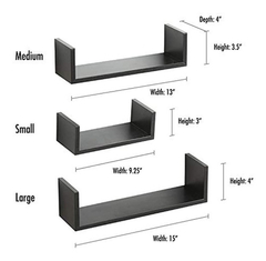 Estánteria Flotante De Madera Color Negro/3 Unidades. - comprar online