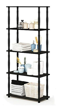 Estantería De Plástico Y Madera Color Negro De 5 Niveles. en internet
