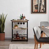 Mueble Para Vinos De Madera Marrón Y Metal Negro 3 Niveles.