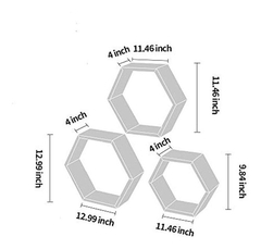 Imagen de Estantería Flotante Hexagonales 3 Unidades, De Madera Marrón