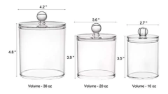 Soporte De Almohadilla, Qtip Tarro Transparente Baño - comprar online