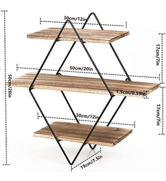 Imagen de Estantería Flotante De Metal Y Madera Marrón/3 Niveles.