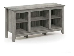Mueble Para Tv Con Estantes De Madera Color Gris.
