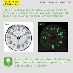 Función De Luz Nocturna,reloj De Pared Plumeet De 13 Pulgada - Danielle's Store