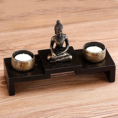 Mini Estatua De Buda Zen Decoración Con 2 portavelas - comprar online