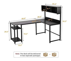 Escritorio Para Pc Con Estante De Metal Color Negro De 69 In - Danielle's Store