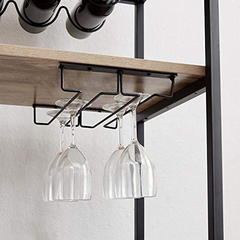 Mueble Para Vinos De Madera Marrón Y Metal Negro 3 Niveles. - Danielle's Store