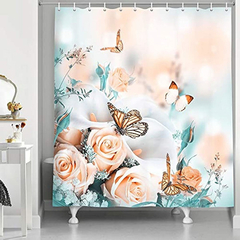 Nymb - Cortina De Ducha Floral Para Baño, Ramo Para La Novia