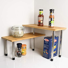 Estanteria Esquinera De Metal Y Madera Marrón/2 Niveles