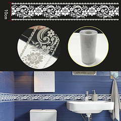 Adhesivo Decorativo De Baño, Diseño De Encaje Blanco Transp - comprar online