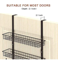 Imagen de Perchero Para Colgar Sobre La Puerta Con 2 Cestas 5 Ganchos