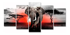 Cuadro De Pared Moderno De Elefante Africano En Lienzo