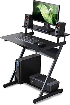 Escritorio Para Computadora De Metal Y Madera, Negro
