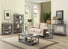 Mesa De Centro Con Estante De Madera Color Gris/2 Niveles. - tienda online