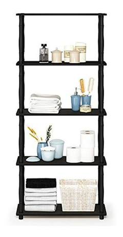 Estantería De Plástico Y Madera Color Negro De 5 Niveles. - Danielle's Store