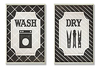 Blanco Y Negro Lavar Y Secar Colada Placa De Pared Para Baño