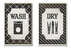 Blanco Y Negro Lavar Y Secar Colada Placa De Pared Para Baño