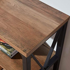 Mesa Auxiliar De Madera Marrón Y Metal Negro De 53.9 In - Danielle's Store