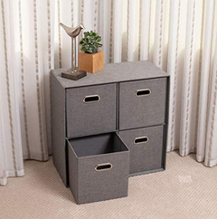 Imagen de Estanteria Plegable De Tela Color Gris Con 4 Canastos.