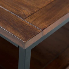 Mesa De Centro De Madera Y Metal, Color Marrón Oscuro en internet