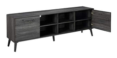 Mueble Para Tv Con Estantes De Madera Color Gris. en internet