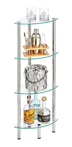 Estantería Esquinera De Acero Y Vidrio/4 Niveles. - Danielle's Store