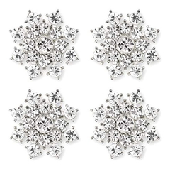 Adornos De Copo De Nieve De Cristal Plateado Con Diamantes - Danielle's Store