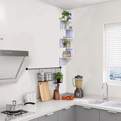 Imagen de Estantería Esquinera Flotante De Madera Blanco/5 Niveles.