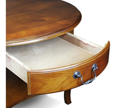Mesa De Centro Redonda Con Cajón De Madera Color Marrón. - comprar online
