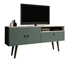 Mueble Para Tv Con Estante De Madera Verde-blanco De 53.94in en internet