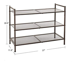 Organizador De Zapatos Apilable Metal Marrón/3 Niveles. - tienda online