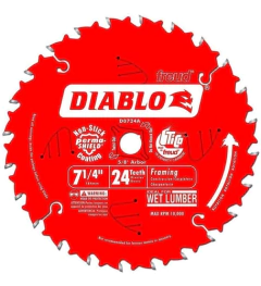 Hoja De Sierra Circular Diablo D0724a, 7-1/4'', 24t, 10u - comprar online