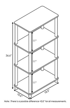 Estanteria Multiusos De Pvc Negro Y Madera Gris De 4 Niveles - comprar online