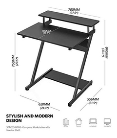 Escritorio Para Computadora De Metal Y Madera, Negro - Danielle's Store