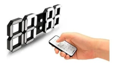 3d Negro Reloj De Pared Digital Con Control Remoto
