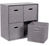 Estanteria Plegable De Tela Color Gris Con 4 Canastos.