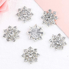 Adornos De Copo De Nieve De Cristal Plateado Con Diamantes - tienda online