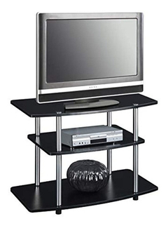 Mueble Para Tv De Madera Color Negro Y Metal Plateado. - comprar online