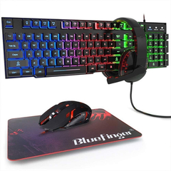 Bluefinger Teclado Rgb, Ratón Y Auriculares Combo Para Ga...