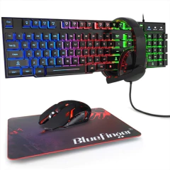 Bluefinger Teclado Rgb, Ratón Y Auriculares Combo Para Ga...