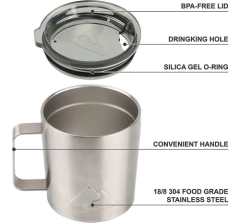 Taza De Café Aislada De 12 Oz Con Tapa, Acero Inoxidable, Do en internet
