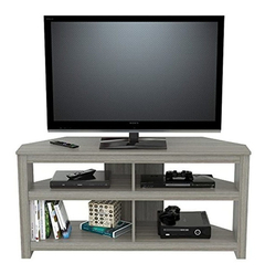 Mueble Para Tv Esquinero Con Estantes De Madera Color Gris. - Danielle's Store