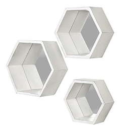 Estantes Flotantes De Pared Hexagonales Blancos Con Respaldo - Danielle's Store