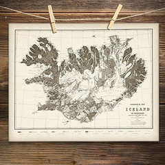 Mapa De Islandia 1901 Sin Marco Decoración Para El Hogar