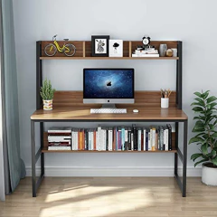 Escritorio Con Estantes De Metal Y Madera Marrón De 47 In. - comprar online