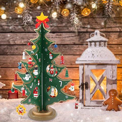 Mini Árbol De Navidad De Madera Con 28 Mini Adornos Para Dec - comprar online