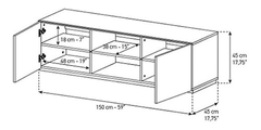 Mueble Para Tv De Madera, Color Negro/blanco, 2 Niveles - comprar online
