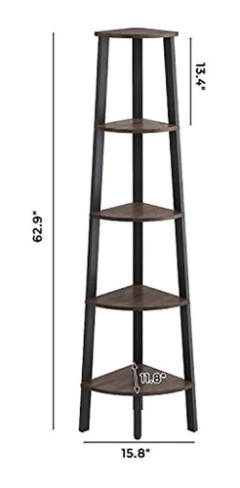 Imagen de Estantería De Hierro Con 5 Estantes De Madera,marrón Y Negro